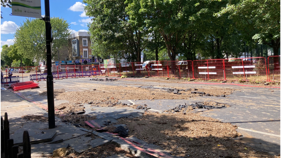 Damage caused by floods on Islington road