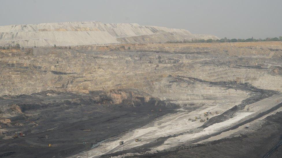 An open cast coal mine in Korba district of Chhattisgarh state