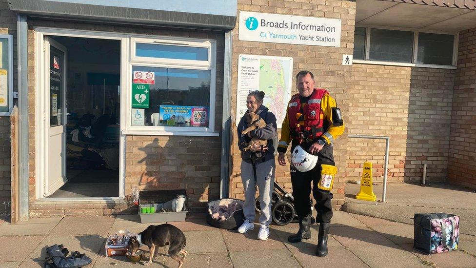 Animals rescued from one of the two cruisers by Hemsby lifeboat crew