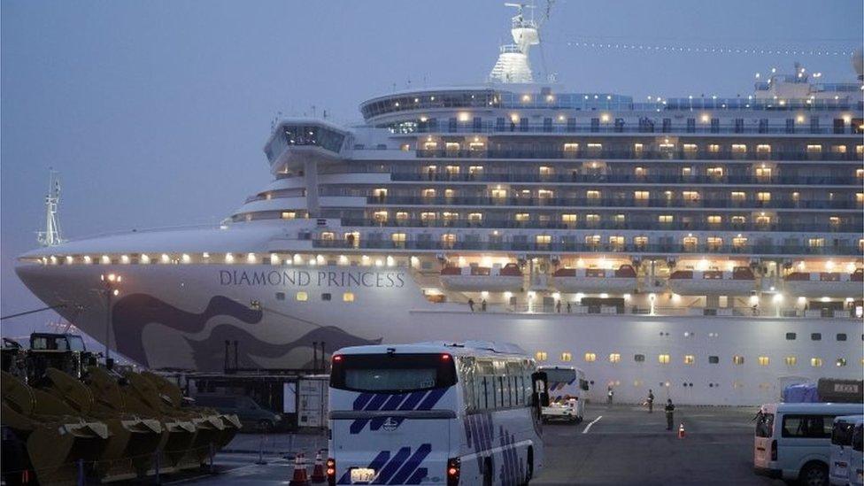 The Diamond Princess cruise ship - quarantined in Japan due to coronavirus, 16 February 2020