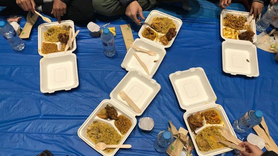 Plates of food on a table