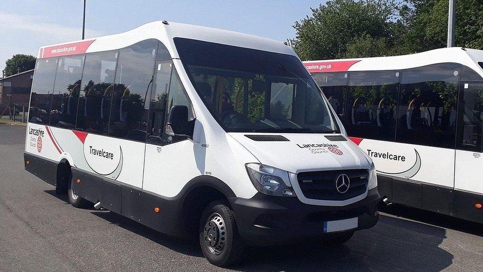 A minibus used by Lancashire County Council to transport some children