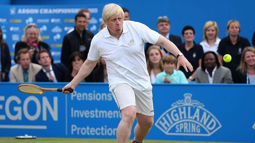 Boris Johnson playing tennis