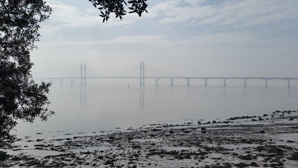 Severn Crossing, from Blackrock near Portskewett,