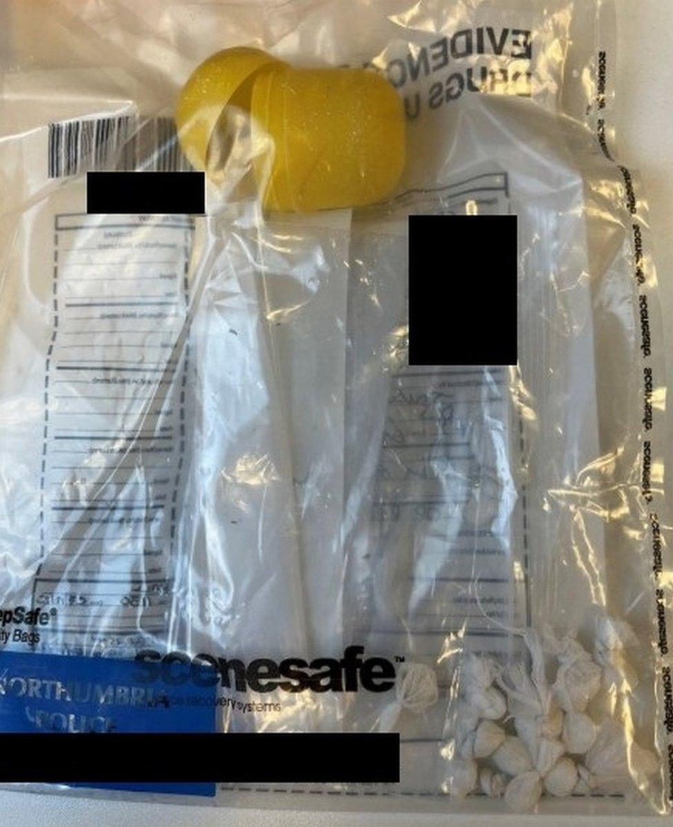 Wraps of crack cocaine and the Kinder Egg packaging in a police evidence bag