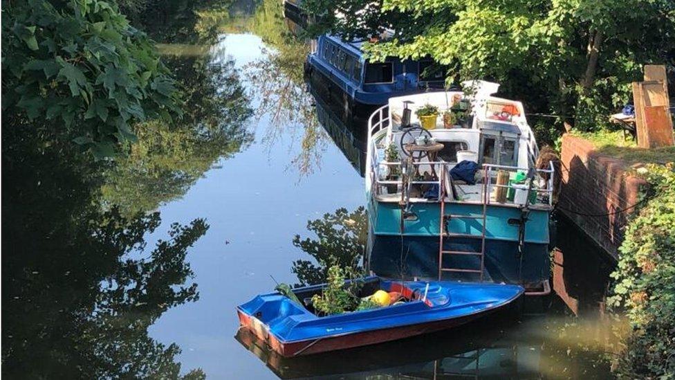 Refloated boats on the river