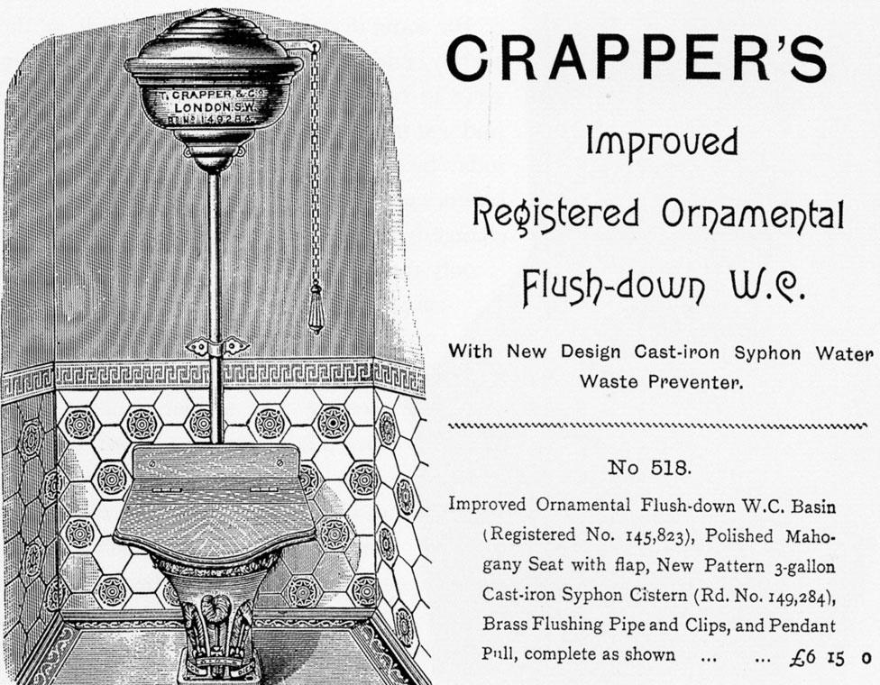 An advert for Thomas Crapper's flushing toilet