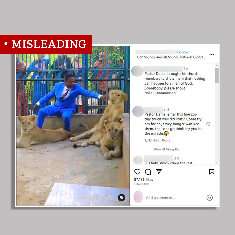 Screengrab of Instagram post calling the pastor Daniel