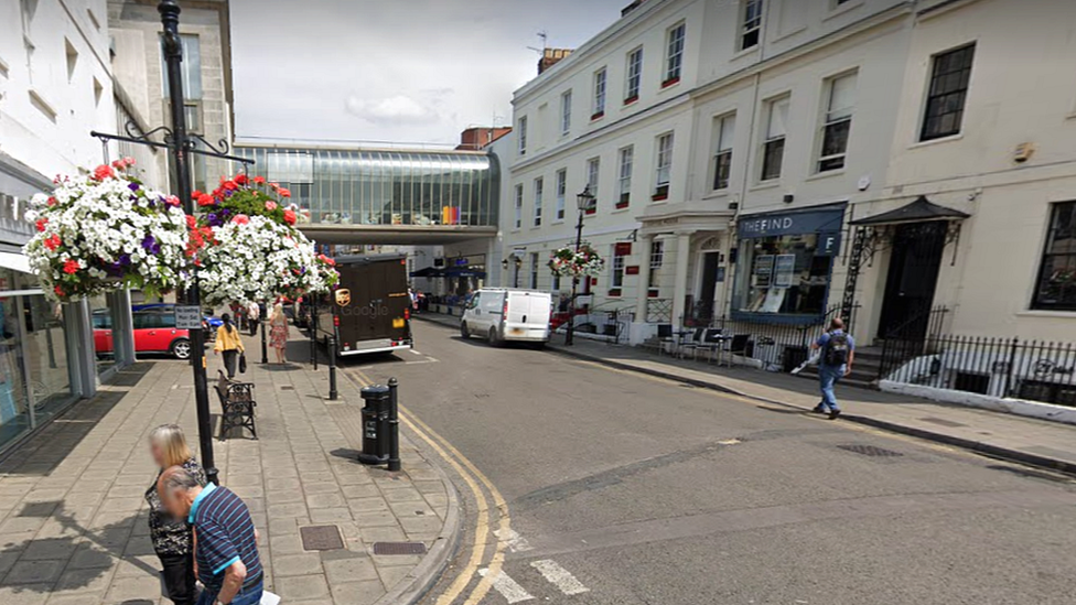 A wide shot of Cheltenham town centre