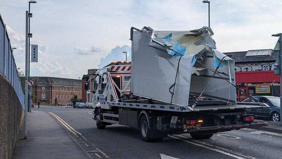 Damaged lorry