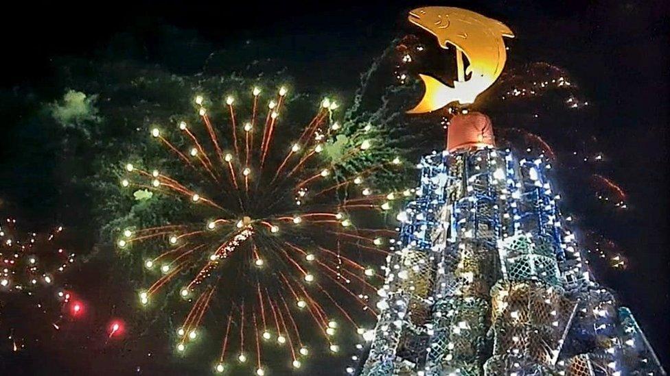 Tree and fireworks