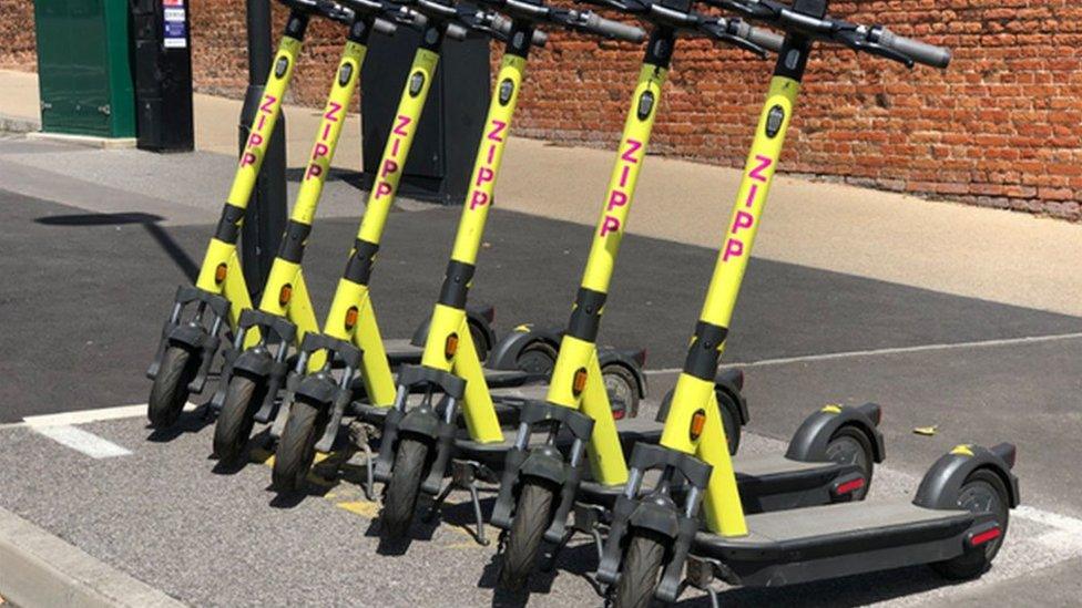 Yellow Zipp Mobility e-scooters