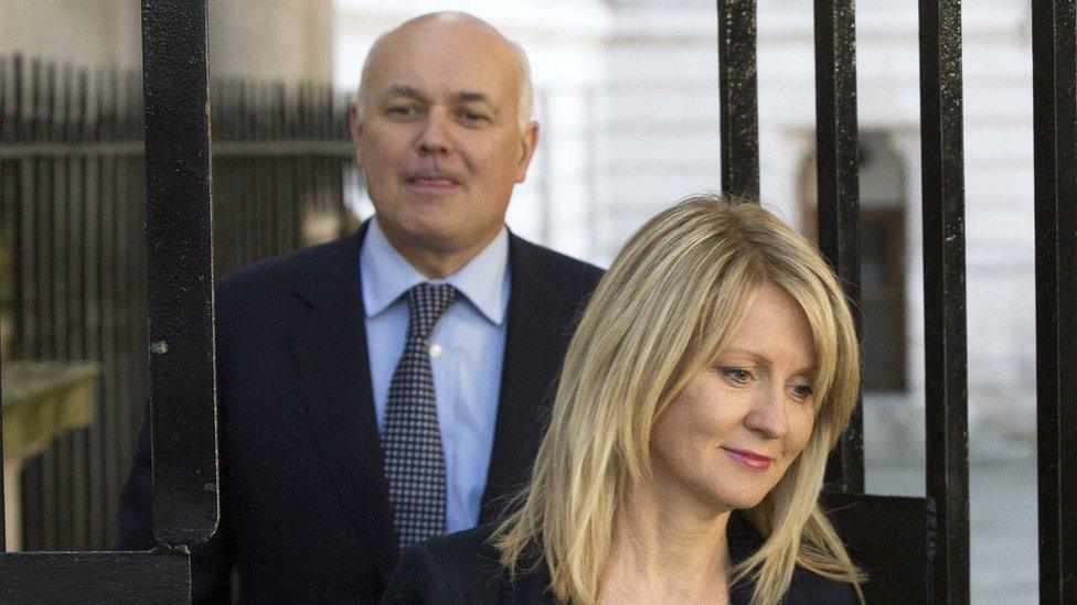 Esther McVey with Iain Duncan Smith, Downing Street, 14 July 2014