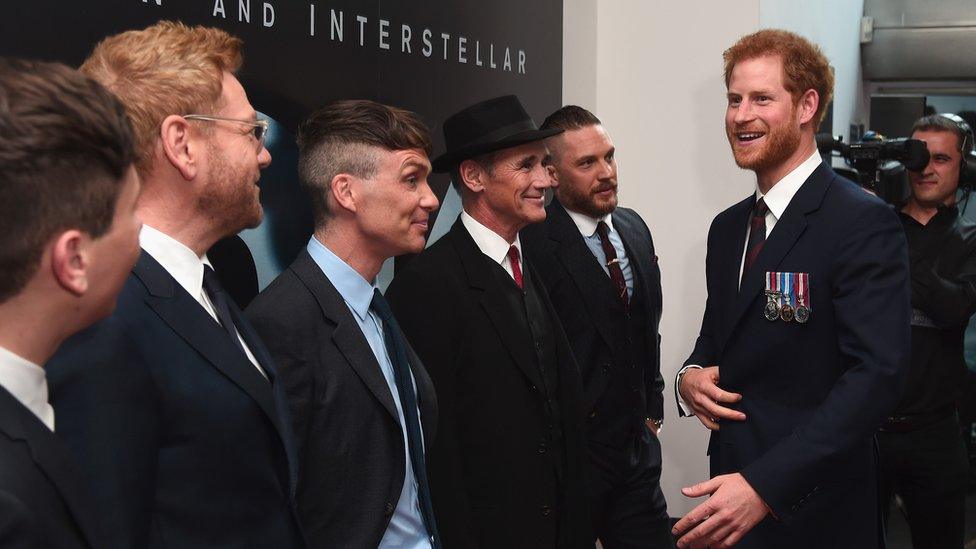 Prince Harry meeting stars of the film