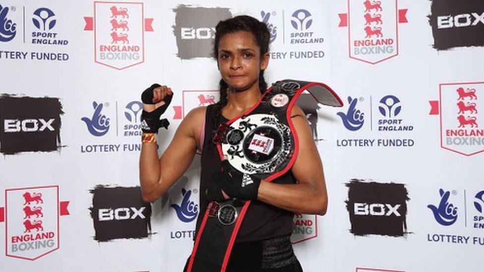 Ramla Ali with the English belt in 2016