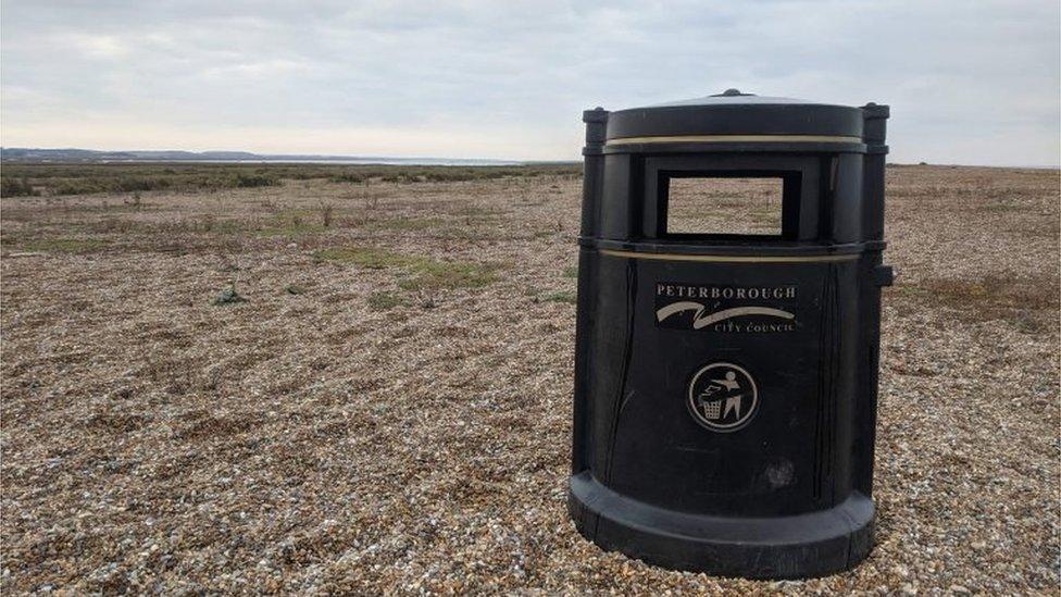 Bin-washed-up-on-beach-in-Norfolk.