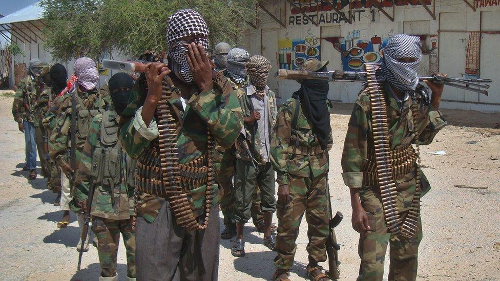 Al-Shabab militants in Mogadishu, 2012