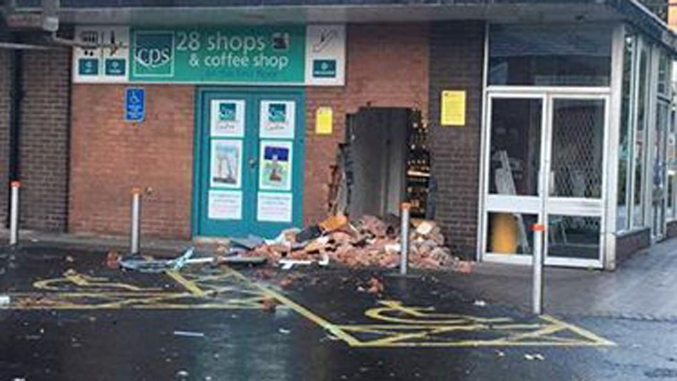 Hole left after cash machine theft