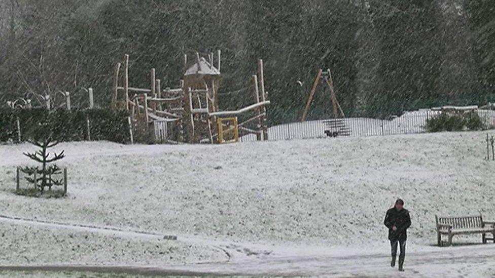 Man walking in snow