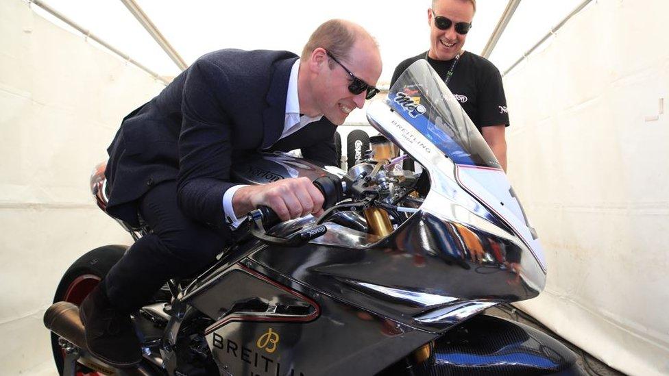 Prince William on motorcycle