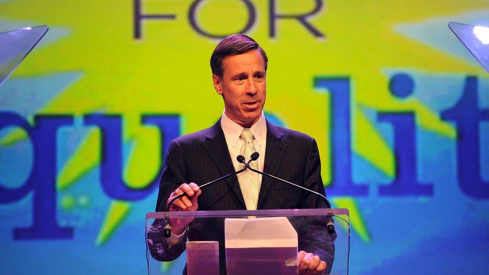 President and CEO of Marriott International Arne Sorenson speaks onstage at the 7th Annual PFLAG National Straight For Equality Awards Gala at The New York Marriott Marquis on March 30, 2015 in New York City.