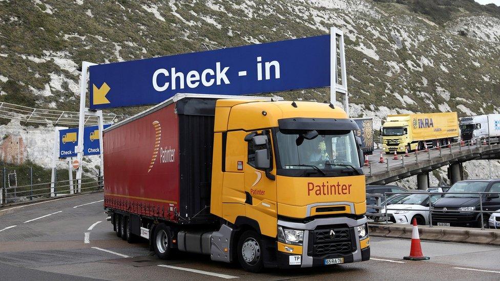 Lorries at port of Dover