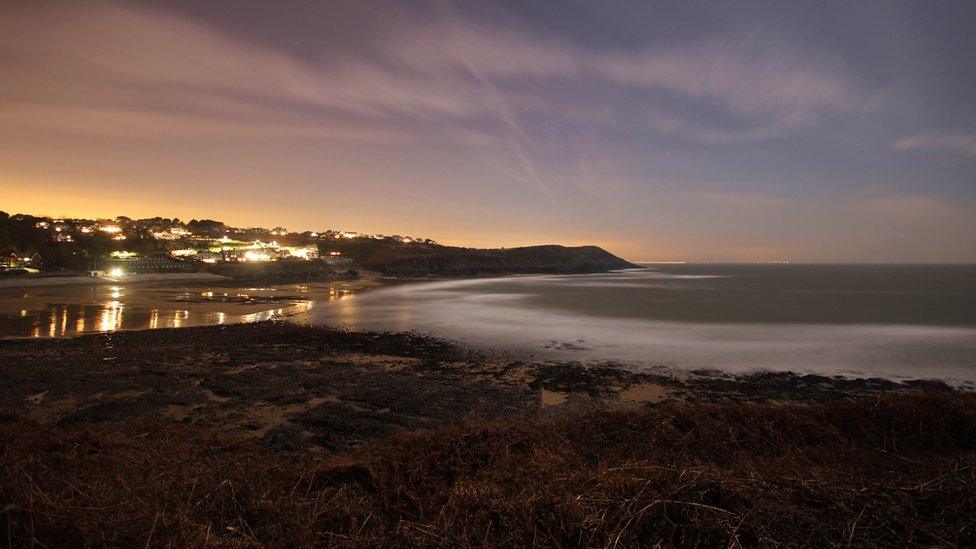 Lights near Langland Bay, Swansea, by Chris Willans