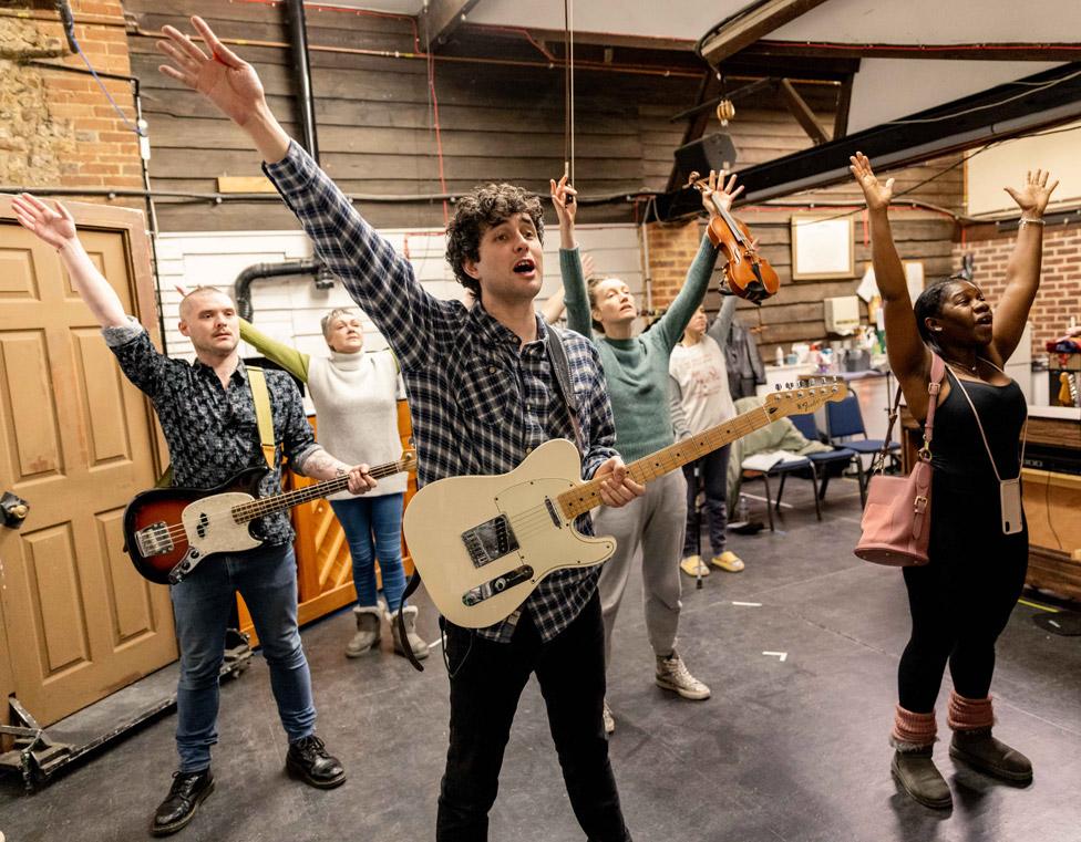 The cast of Sherlock Holmes and the Poison Wood in rehearsals