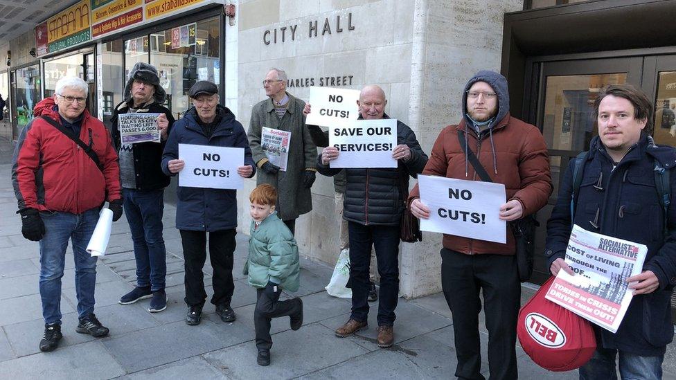 Protestors in Leicester