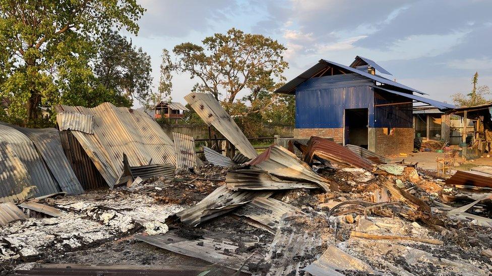 Tin houses seen destroyed in Manipur