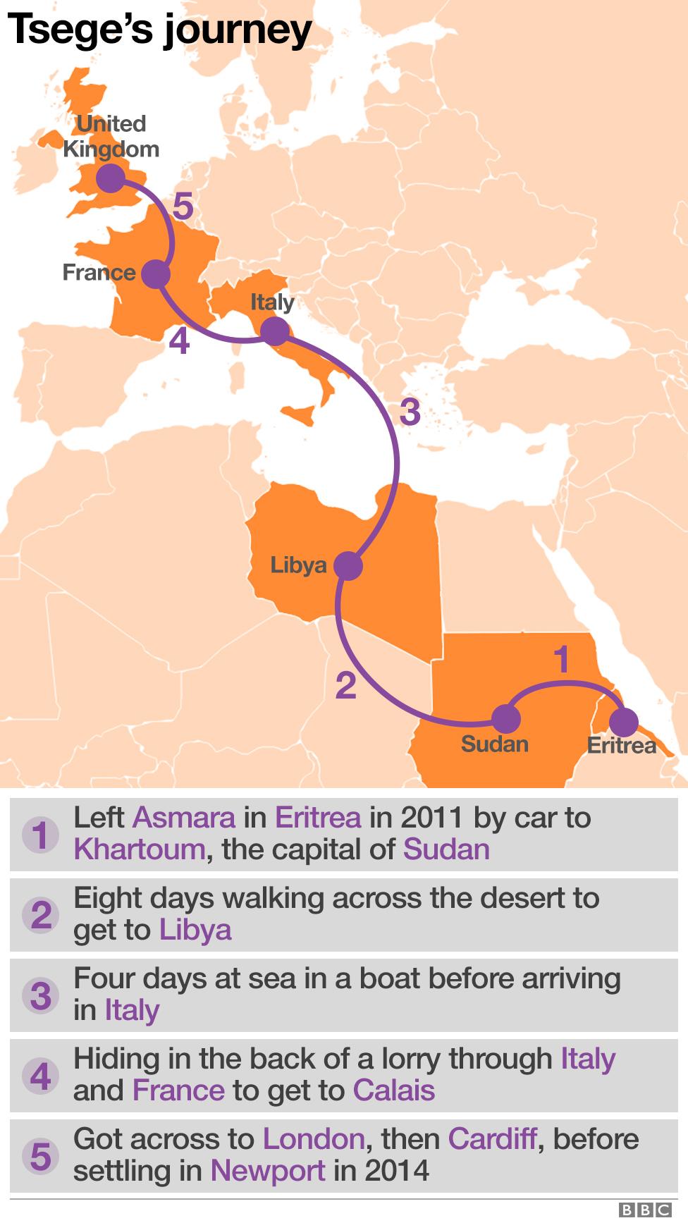 Tsege's journey