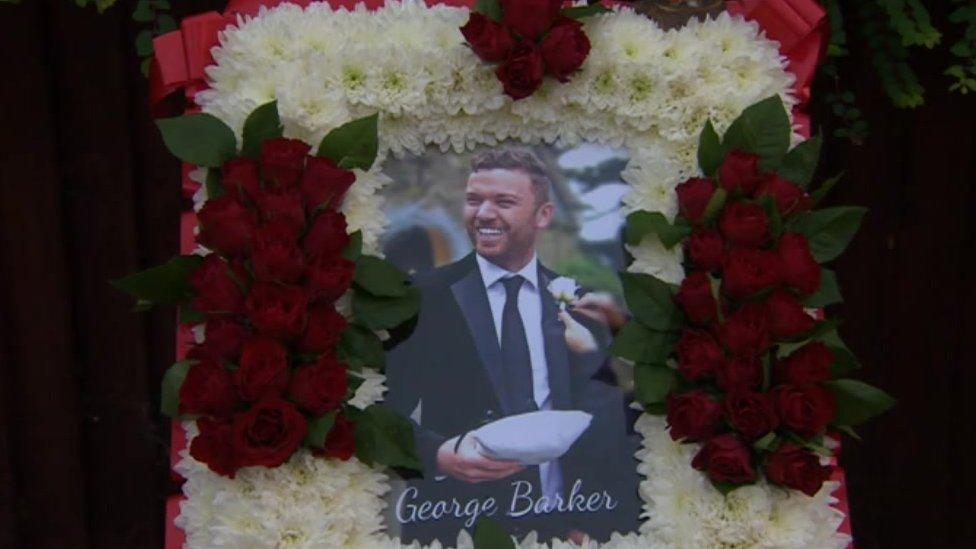 Flowers at the scene of George Barker's death