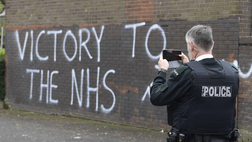 Victory to the NHS graffiti in Londonderry