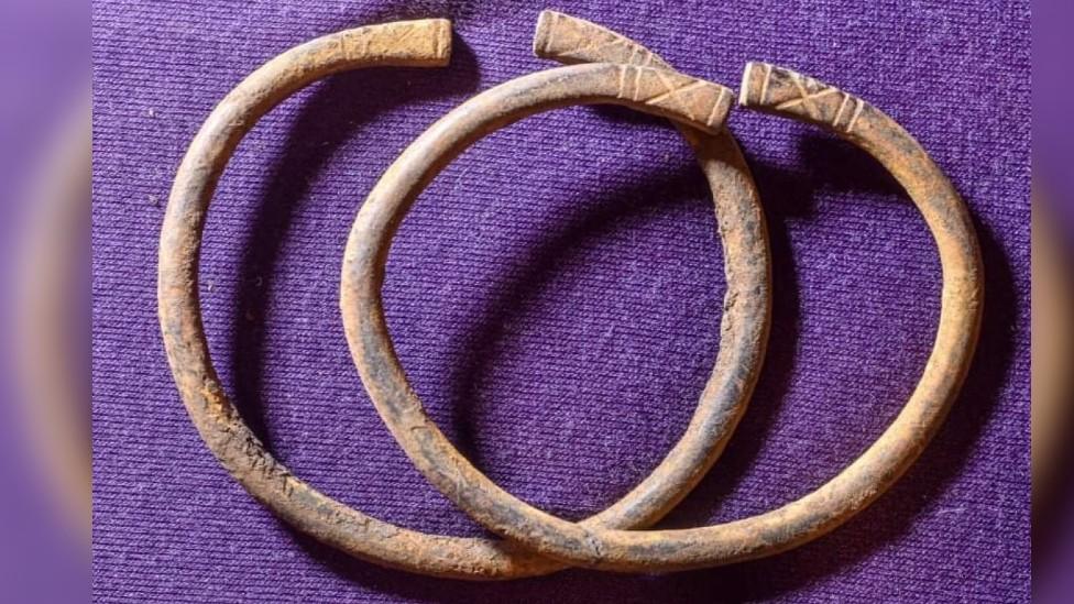 Silver bangles found during dig