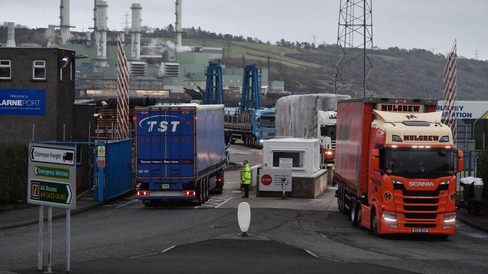 Lorries at Larne port