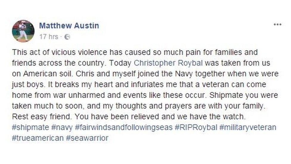 Matthew Austin's facebook post