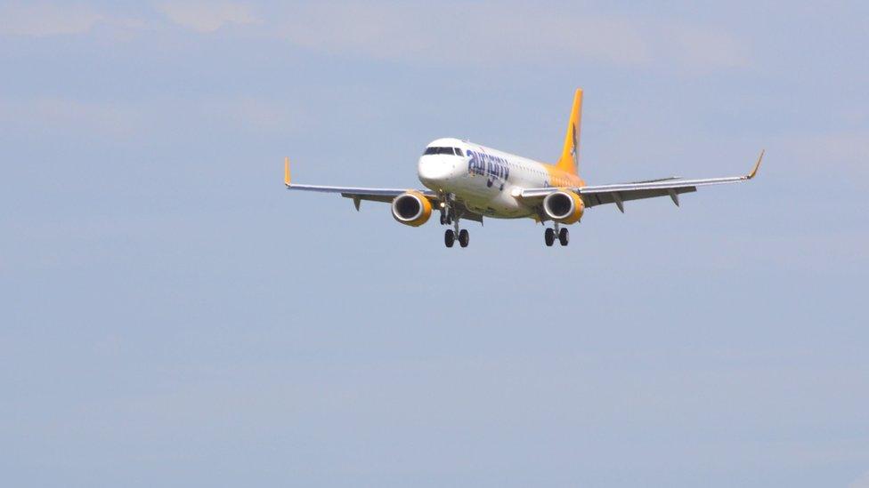 Aurigny plane flying