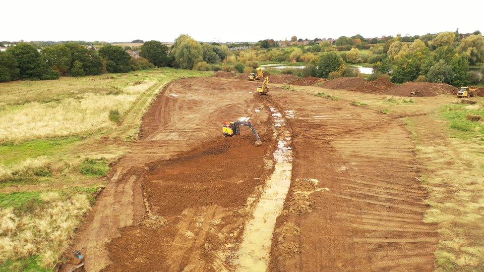 Work on redirecting the Slade Brook in Kettering