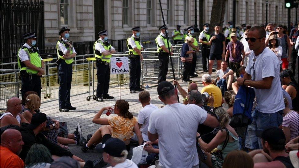 Police and demonstrators