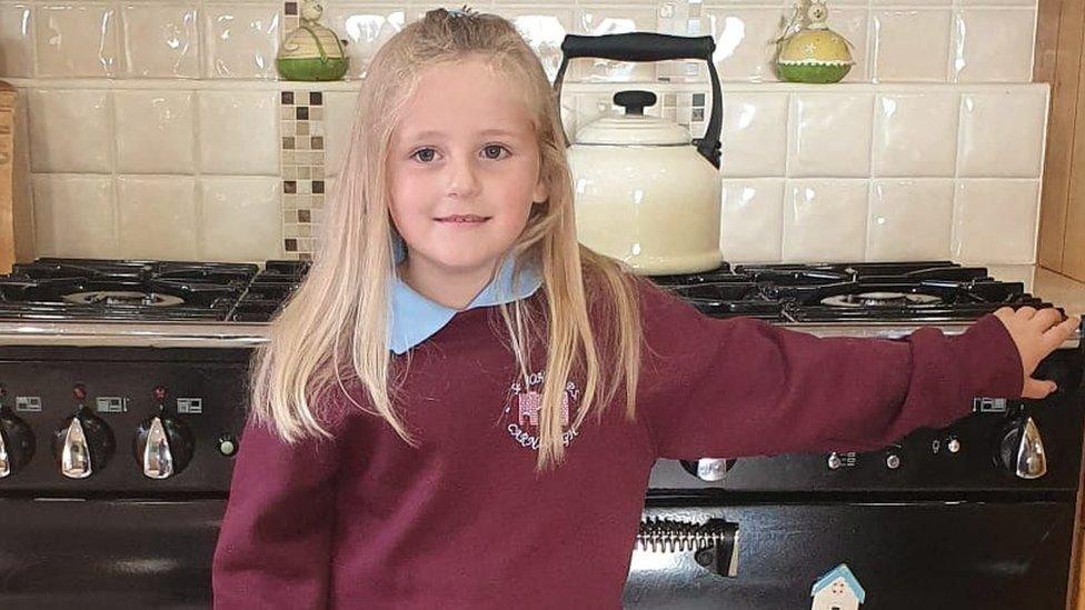 Five-year-old Maggie Black at home