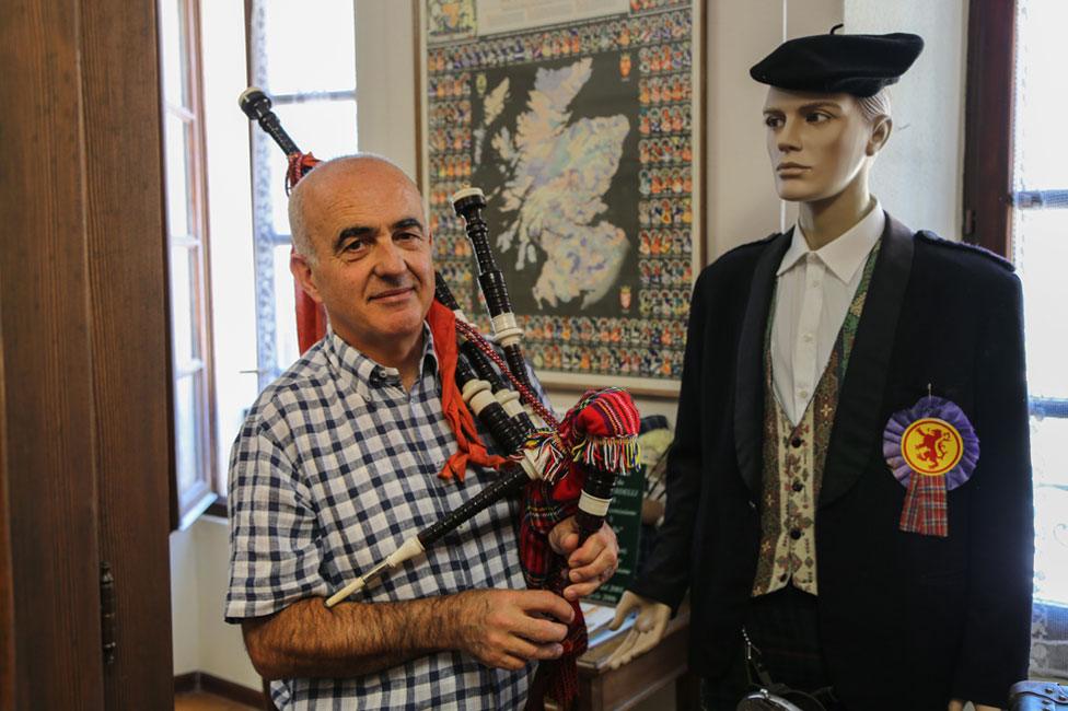 Sylvano Dresti learned to play an Italian version of the bagpipes