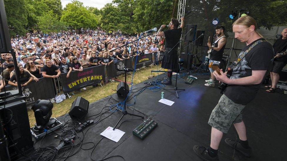 A band performing at Ipswich Music Day 2023