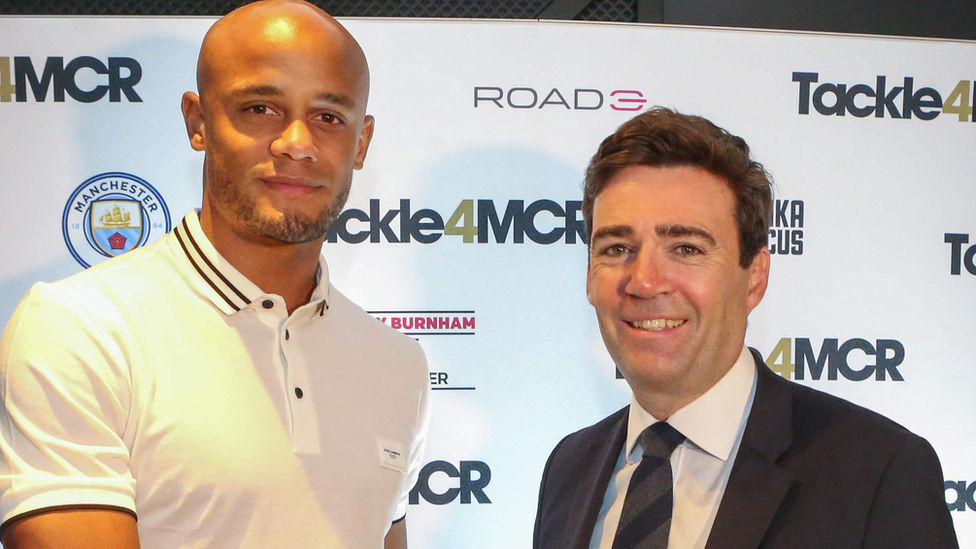 Vincent Kompany and Andy Burnham.