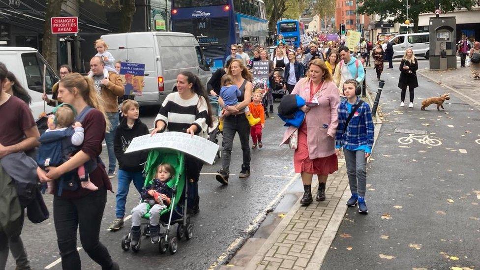 March of the Mummies protesters in Bristol