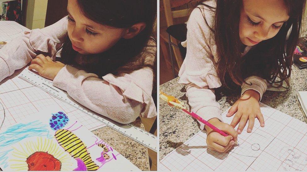 Lilia drawing pictures