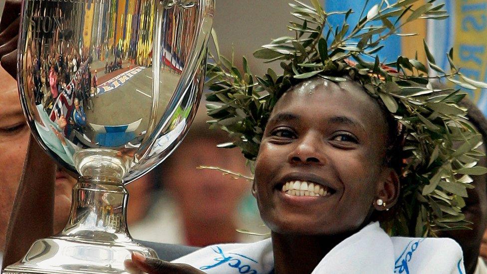 File photo Rita Jeptoo of Kenya after winning the Boston Marathon