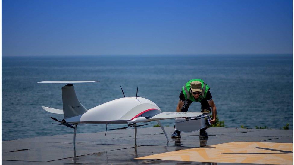 Drone at the Lake Kivu Challenge