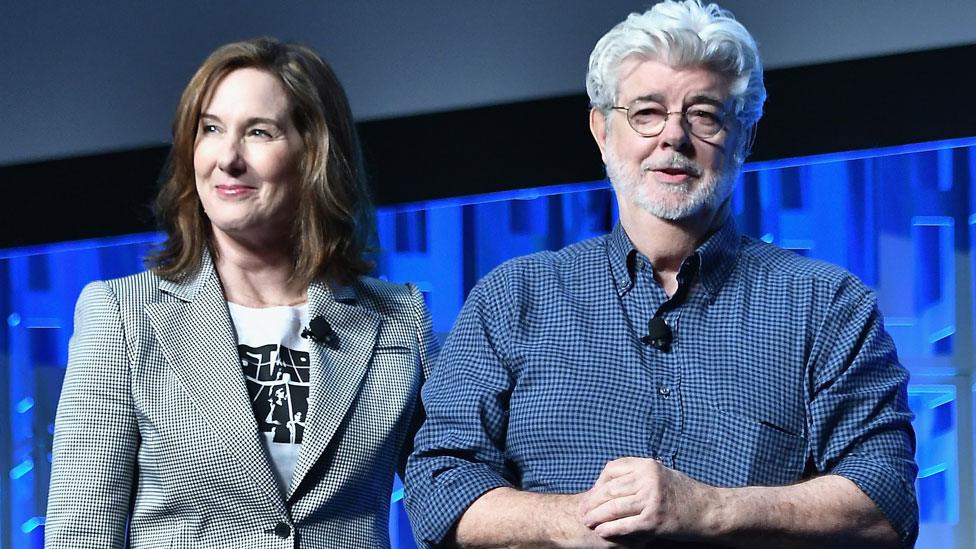 Kathleen Kennedy and George Lucas