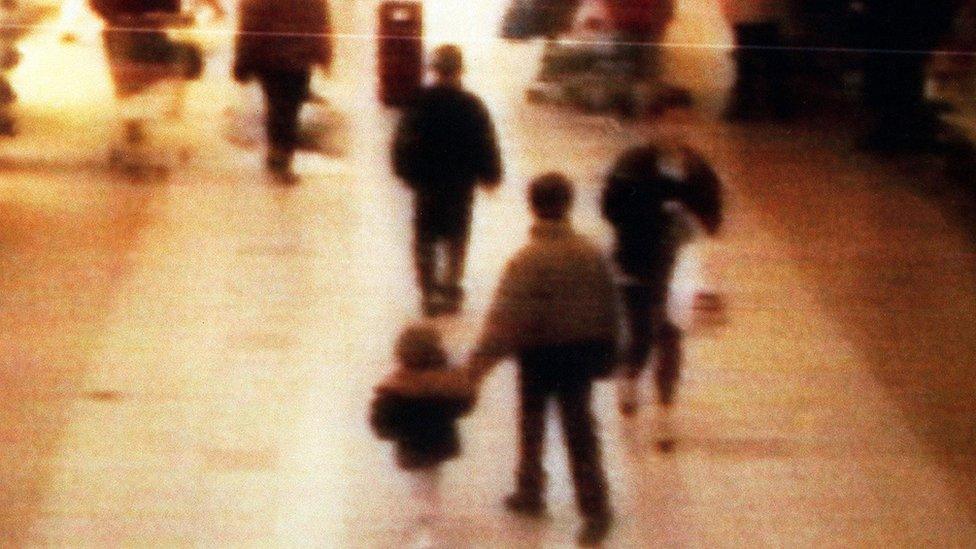 CCTV footage showing James Bulger being abducted