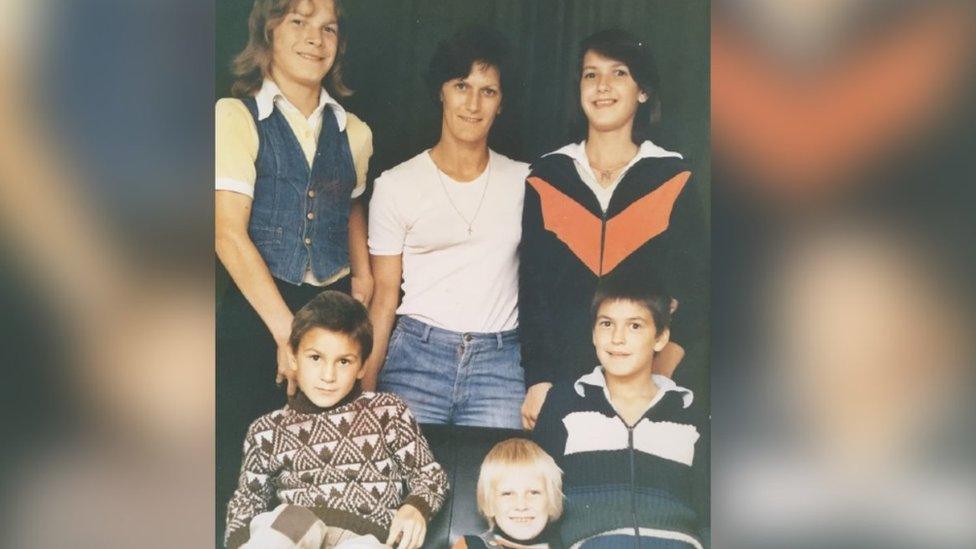 The Wright family (left to right, top - Timothy,Valerie, Jeannette / left to right bottom - Trevor, John, Michael)